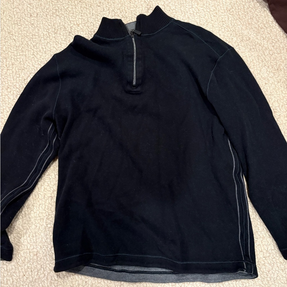 Men's Black Half-Zip Sweater (reversible to gray)